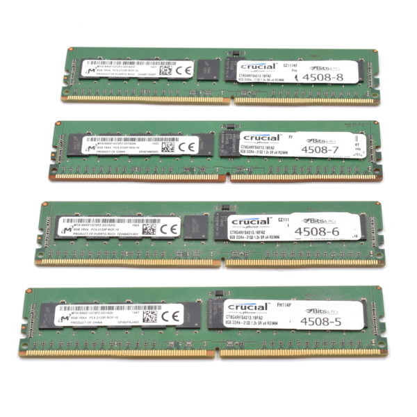 Crucial 32GB (4x8GB) PC4-17000 (2133) ECC Registered Server RAM Stick. CT8G4RFS4213.